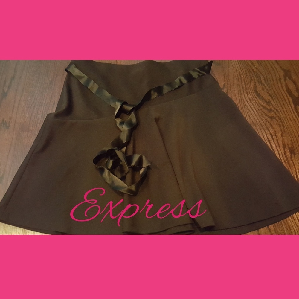 Express Black Knit Circle Skirt with Ribbon